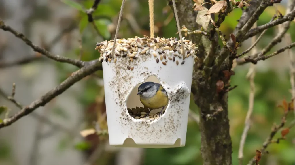 Ne jetez plus ce pot en plastique : les oiseaux l’adorent cet hiver !